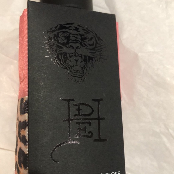 Ed Hardy animal leopard print compact auto open umbrella new - Picture 6 of 10